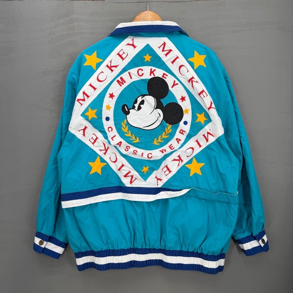 Vintage Mickey & Co. Disney Windbreaker Jacket Teal RARE 90s Mickey Mouse XL
